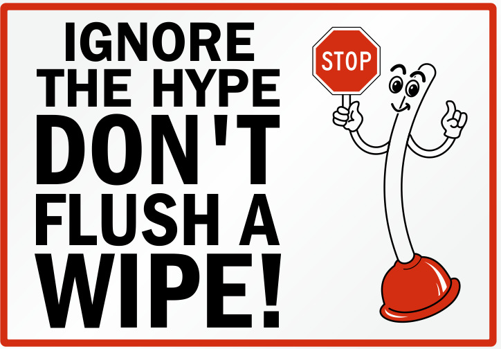 Do Not Flush Wipes Sign